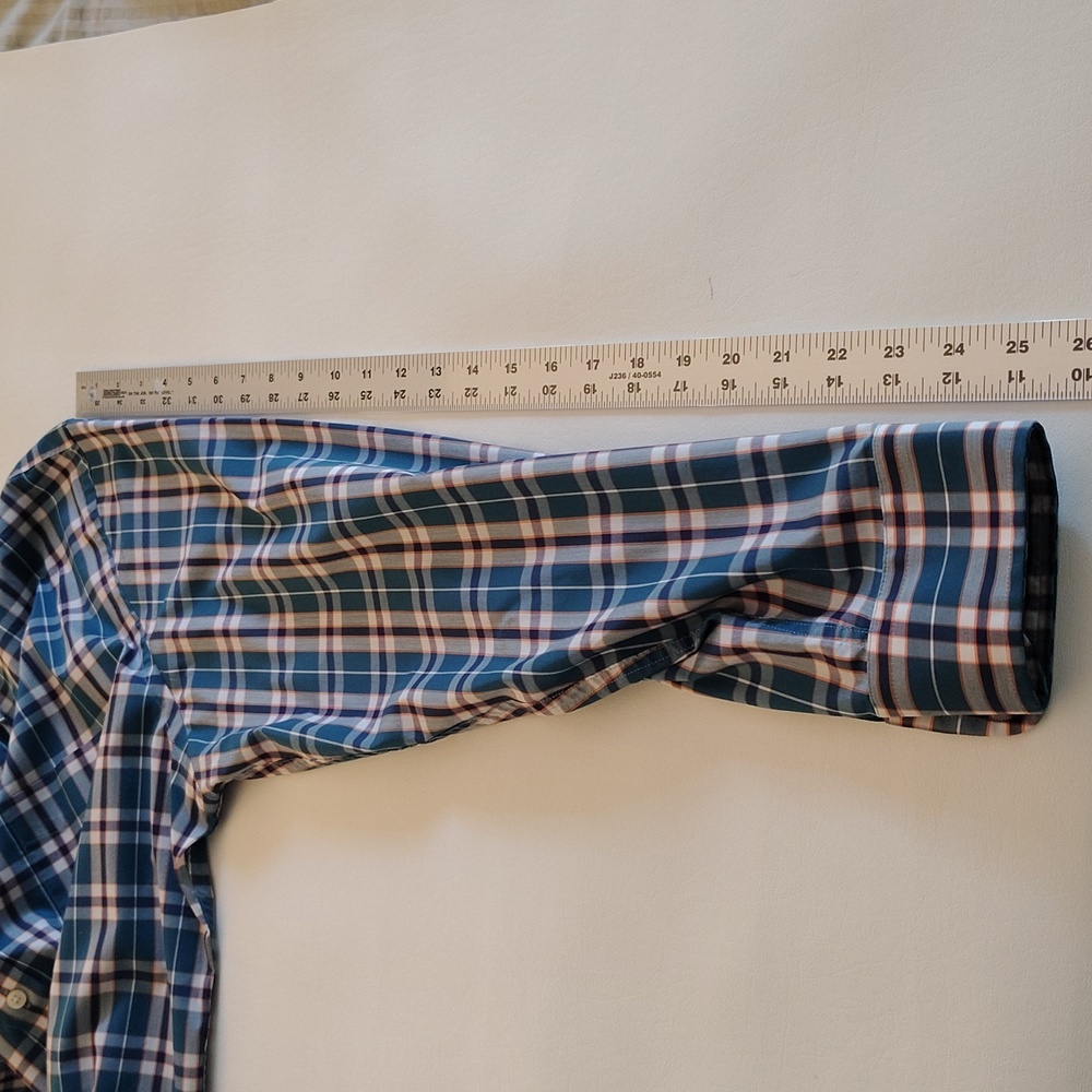 Land's End Shirt Size L Plaid Button Down Long Sleeve Cotton Office Casual Green - Picture 9 of 13